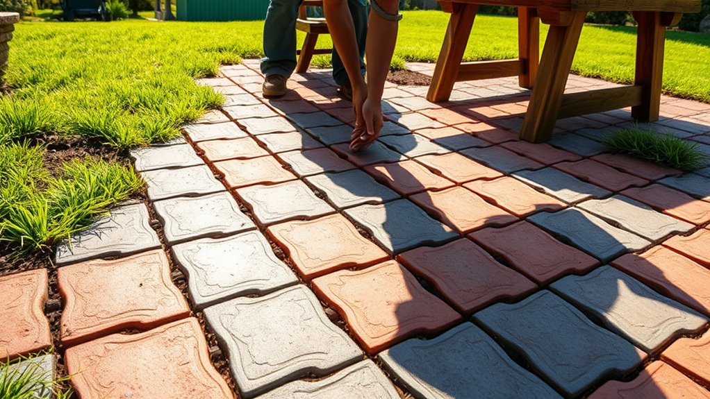 laying down the pavers